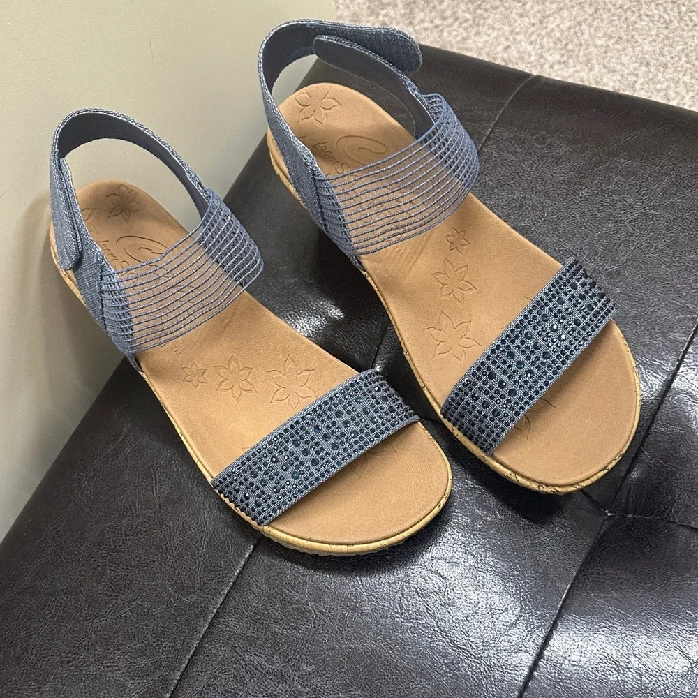 Skechers Beverlee Rhinestone Wedge Sandals - Picture 2 of 6